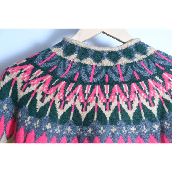 CeCe “Fair Isle” Heather Nordic Knit Sweater Camel Pink Camel Preppy Size XS - Picture 3 of 11